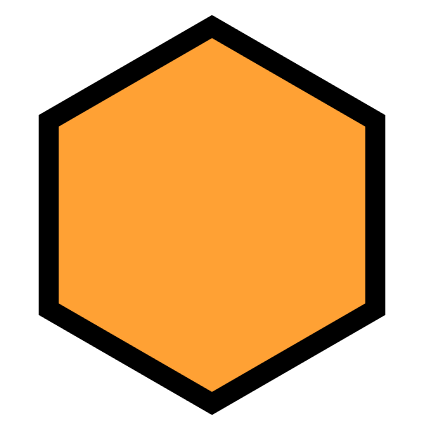 An orange hexagon.